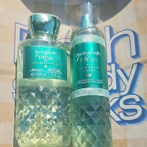 Bath & Body Works Gingham Fresh Body Wash & Fine Fragrance Mist - teal green
